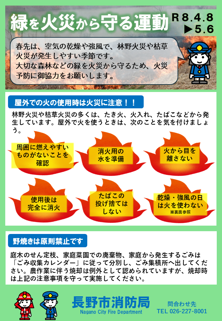 緑を火災から守る運動チラシ