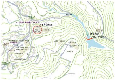大岡浅刈小水力発電所所在地マップ
