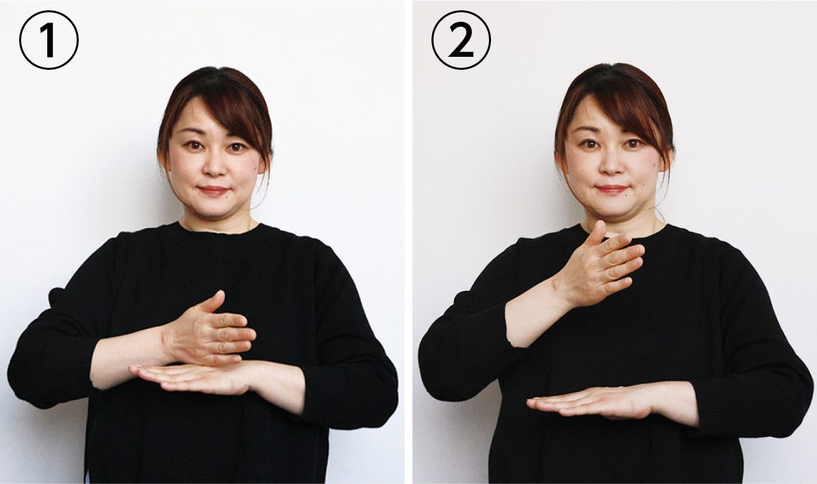 「ありがとう」を手話での表現方法の写真