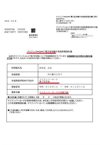 有効期限通知書