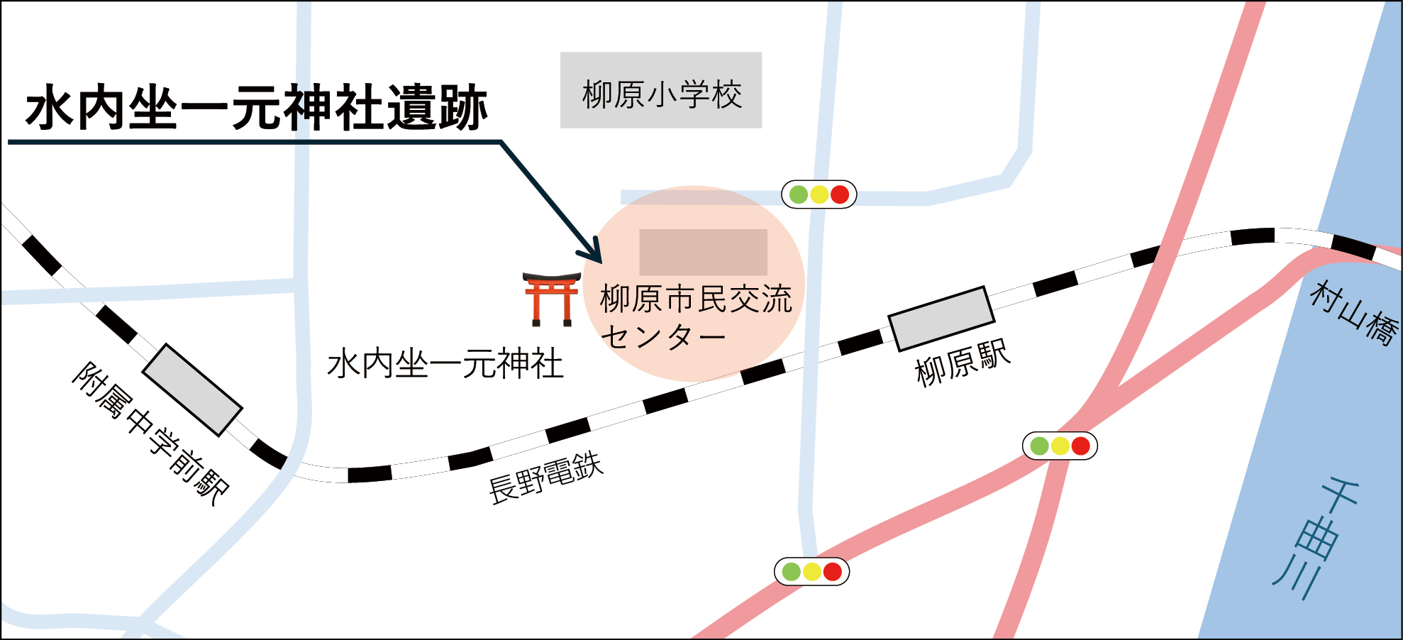 水内坐一元神社遺跡の地図