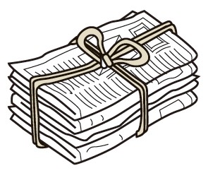 新聞紙と折り込みちらしの画像