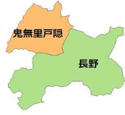 長野市の気象警報等発表区域の図