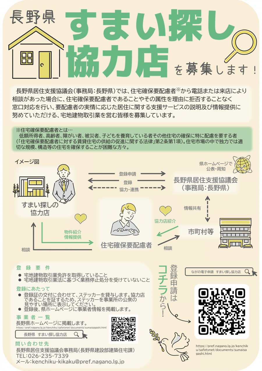 長野県すまい探し協力店を募集するチラシ