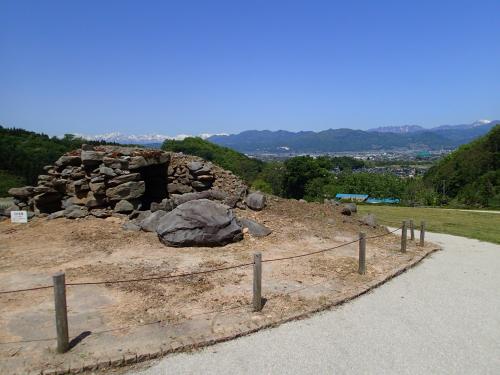 大室古墳群と市街地を囲む山々