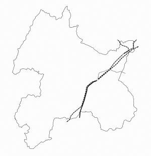 長野市の白地図（鉄道あり）