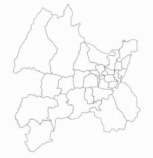 長野市の白地図（地区境界線あり）