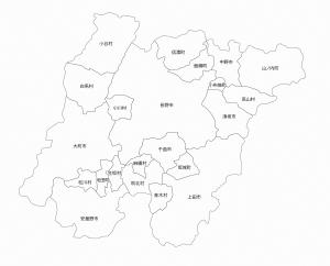 長野市の白地図（周辺市町村含む：市町村名あり）