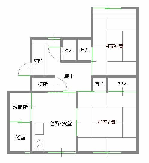 宇木2DK間取り図