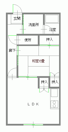 上松東1LDK間取り図