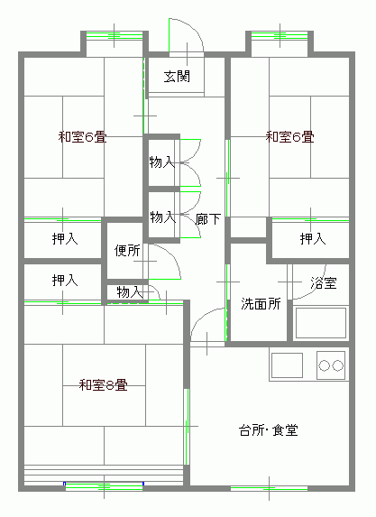 上松東3DK間取り図