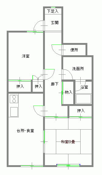 柳町2DK間取り図