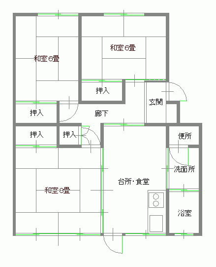 吉田広町A3DK間取り図