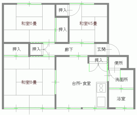 大豆島東3DK間取り図