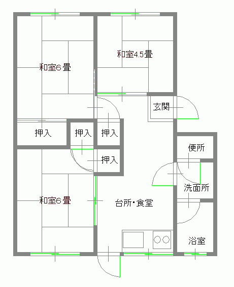 中御所団地3DK間取り図