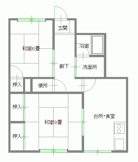 若里西町2DK間取り図