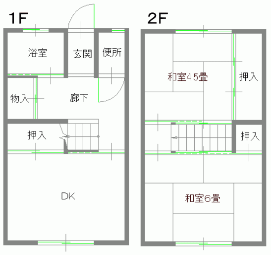 北五明東2DK間取り図