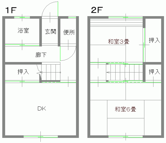 北五明西2DK間取り図