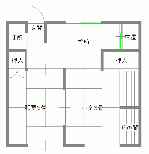 大豆島西2K間取り図