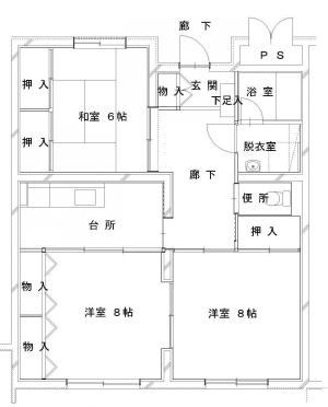 栗田団地3K間取り図